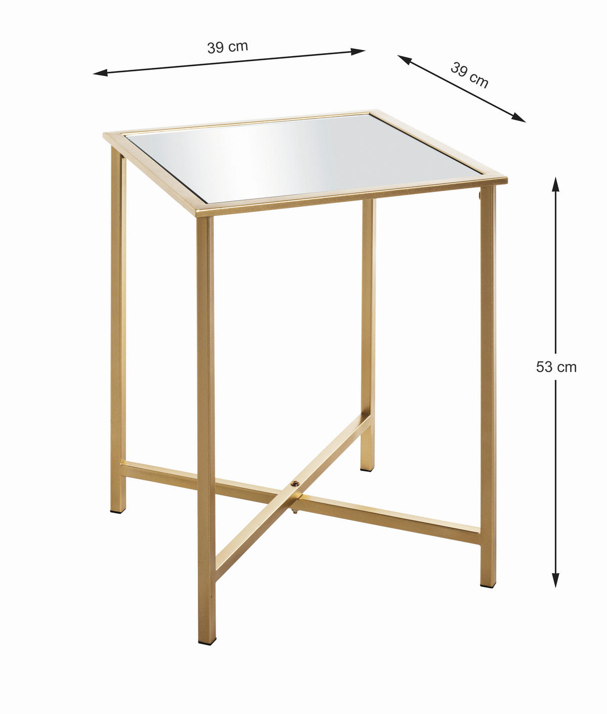 COUCHTISCH in Metall, Glas 39/39/53 cm  - Klar/Goldfarben, MODERN, Glas/Metall (39/39/53cm)
