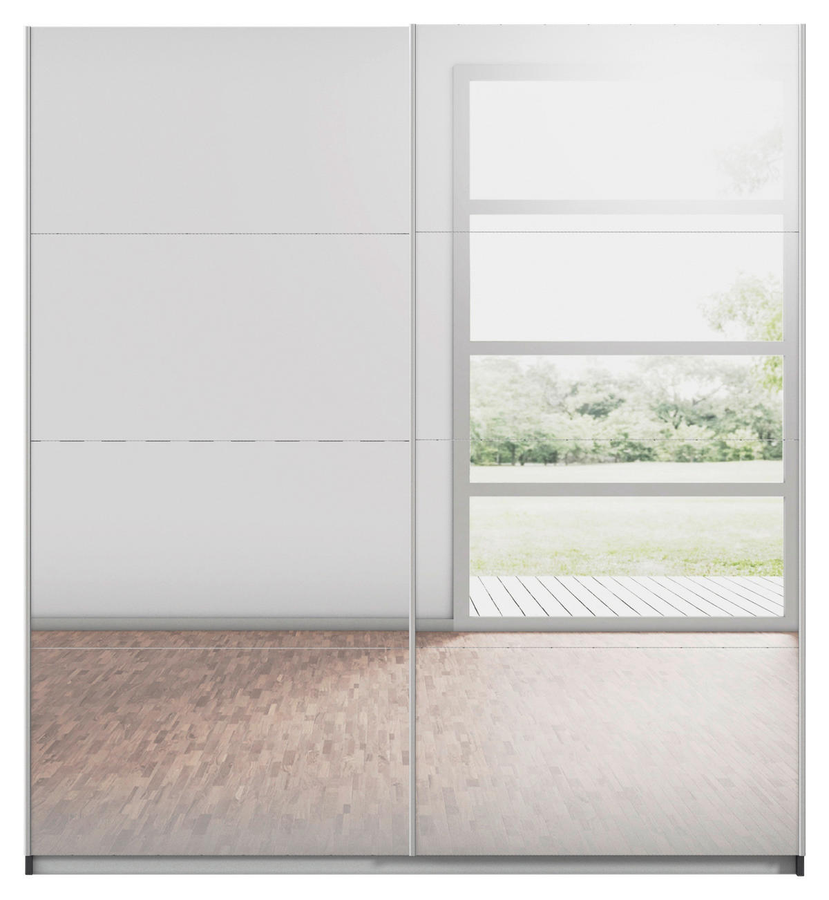 SCHWEBETÜRENSCHRANK Graphitfarben, Silberfarben  - Silberfarben/Alufarben, Modern, Holzwerkstoff/Metall (181/197/61cm) - Rauch Möbel