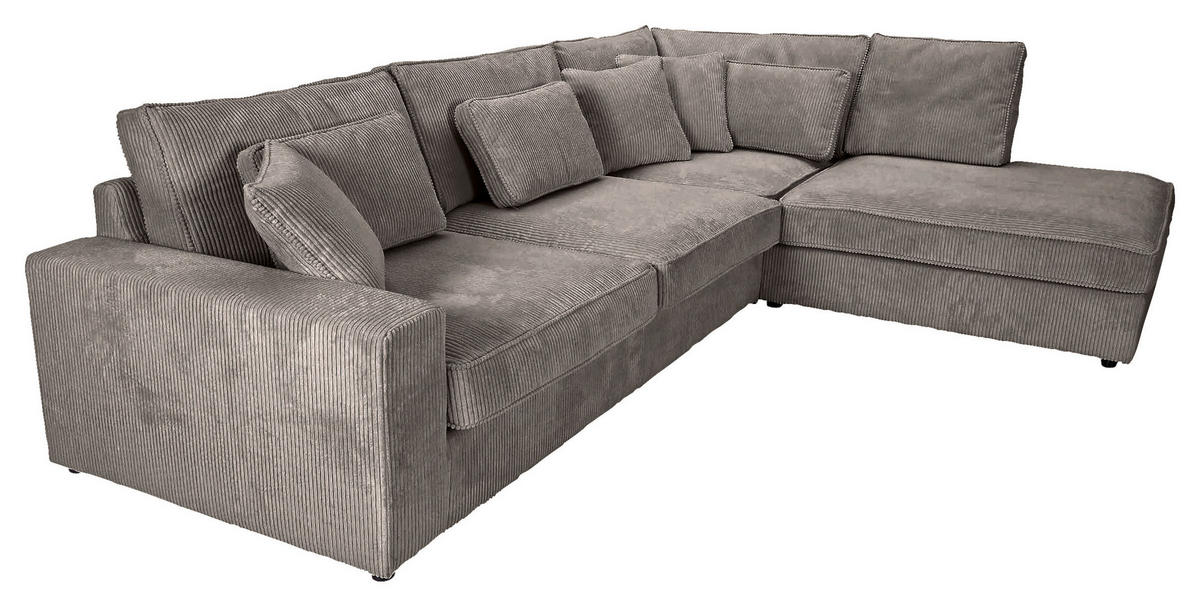 ECKSOFA Taupe Cord Zierkissen, Rückenkissen, Rücken echt  - Taupe/Schwarz, MODERN, Kunststoff/Textil (307/228cm) - Carryhome