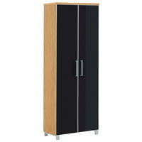 GARDEROBENSCHRANK Santina  in 71/193/37 cm  - Chromfarben/Eichefarben, Design, Glas/Holz (71/193/37cm) - Novel
