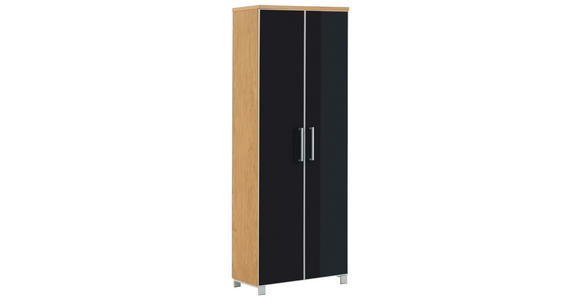 GARDEROBENSCHRANK 71/193/37 cm - Chromfarben/Eichefarben, Design, Glas/Holz (71/193/37cm) - Novel