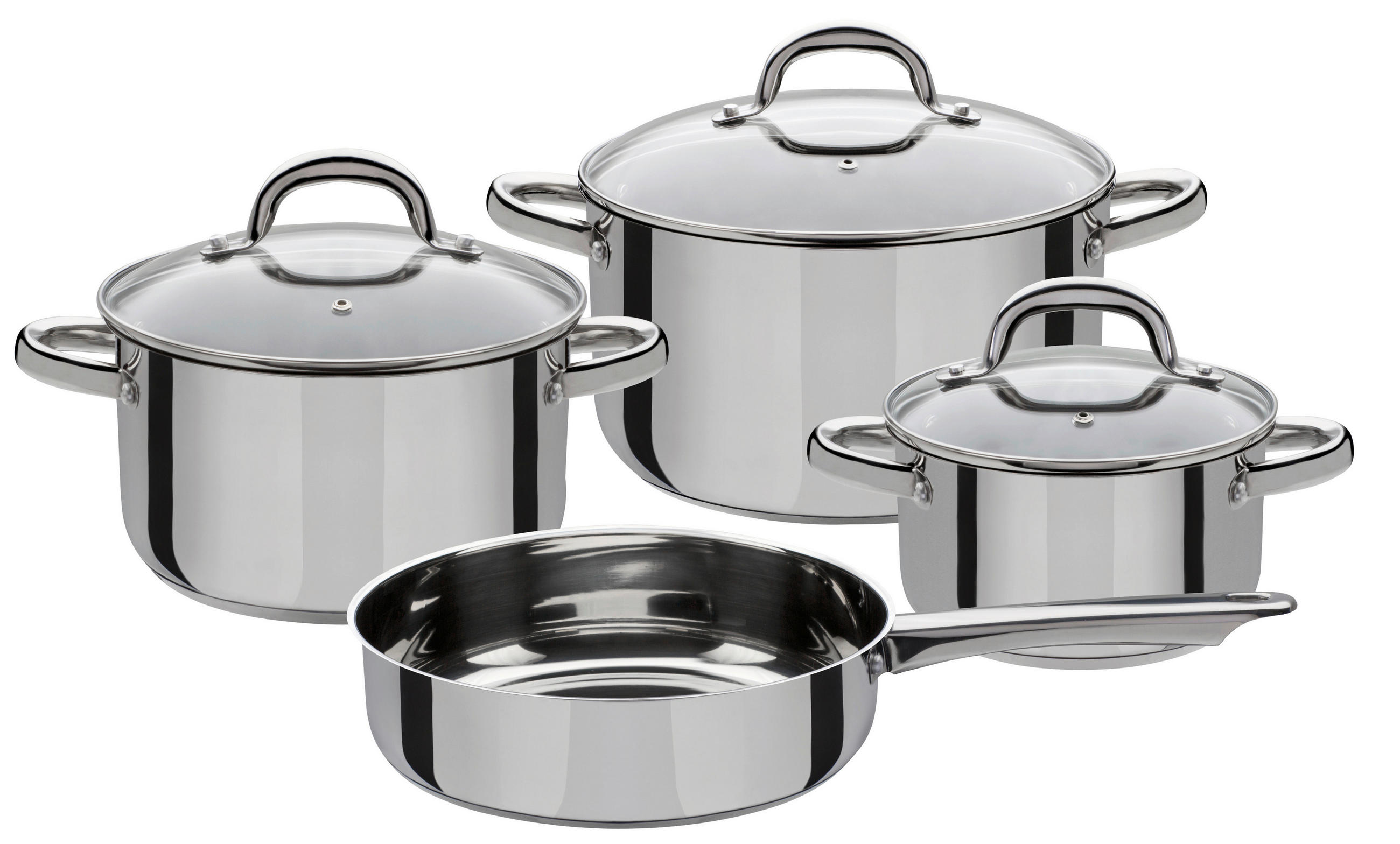 KOCHTOPFSET MONTREAL 4-teilig  - Klar/Edelstahlfarben, Basics, Glas/Metall - GSW