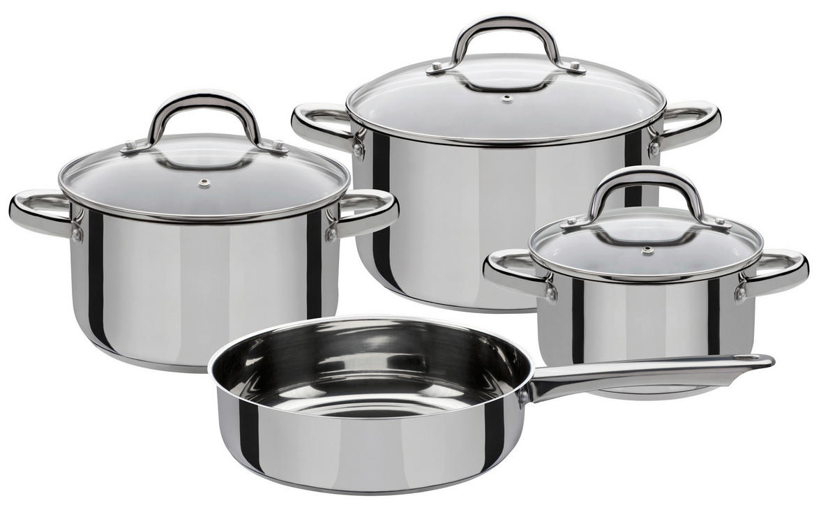 KOCHTOPFSET MONTREAL 4-teilig  - Klar/Edelstahlfarben, Basics, Glas/Metall - GSW