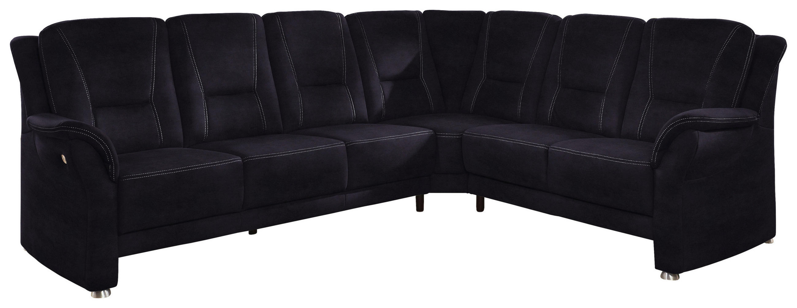 ECKSOFA in Mikrofaser Schwarz  - Beige/Alufarben, Konventionell, Textil/Metall (275/223cm) - Beldomo Comfort