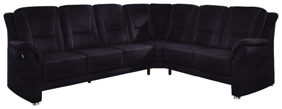 ECKSOFA in Mikrofaser Schwarz  - Beige/Alufarben, Konventionell, Textil/Metall (275/223cm) - Beldomo Comfort