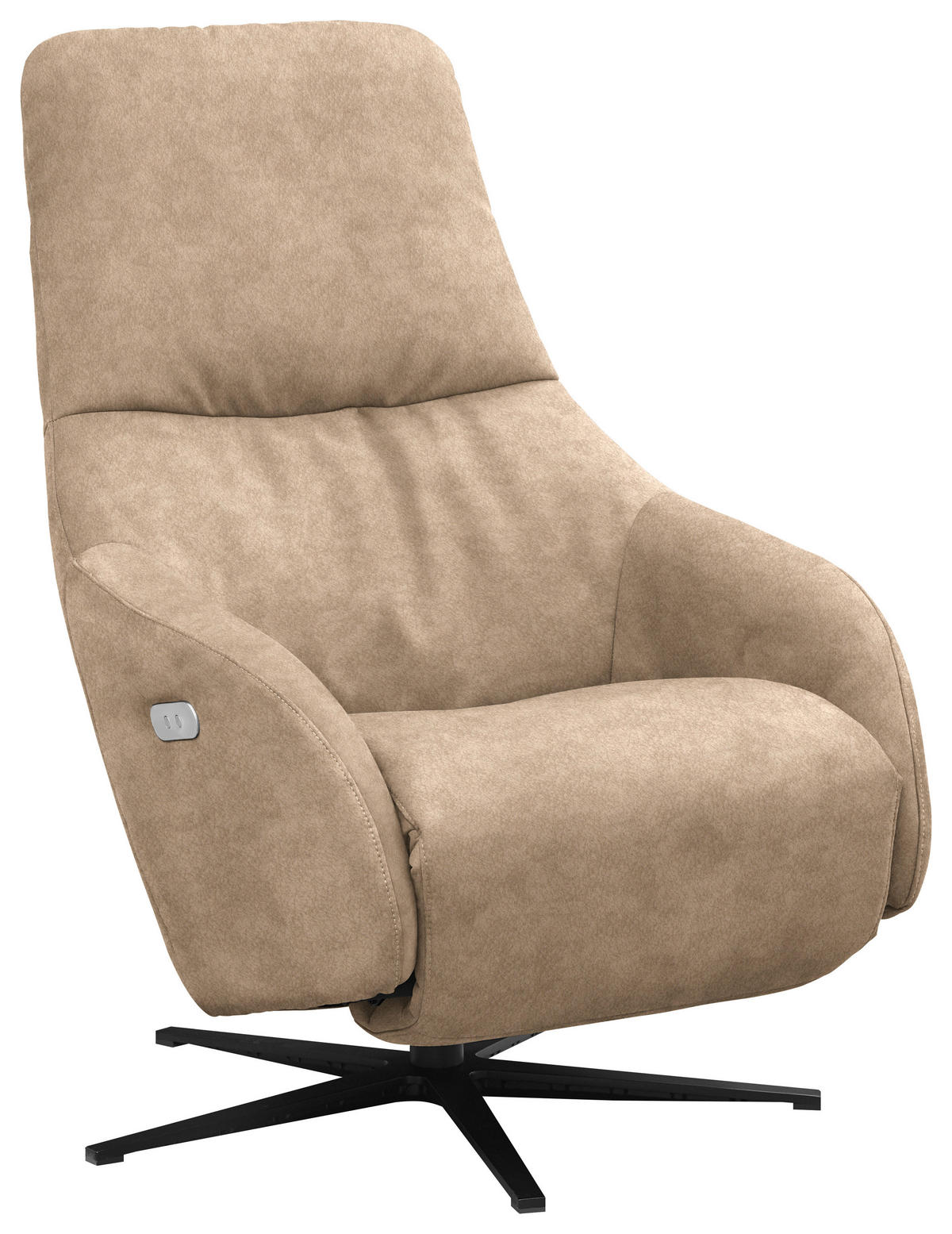 RELAXSESSEL in Textil Sandfarben  - Sandfarben/Schwarz, Design, Textil/Metall (77/108/95cm) - Chilliano