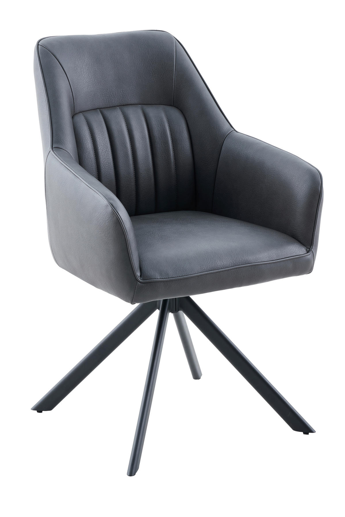 ARMLEHNSTUHL-SET 2 Stück erweiterbar, inklusive Armlehnen Lederlook  - Anthrazit/Schwarz, MODERN, Textil/Metall (62/92/67cm) - MID.YOU