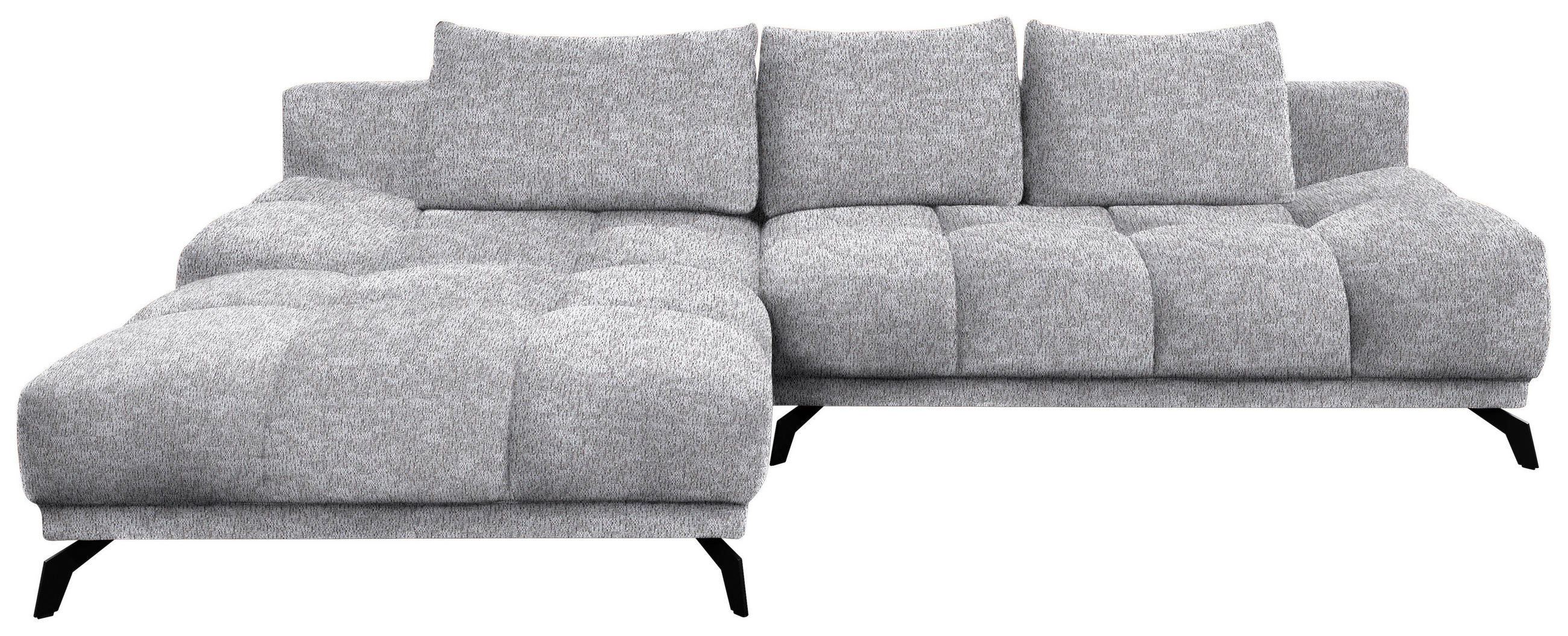 ECKSOFA Grau Chenille  - Schwarz/Grau, MODERN, Textil/Metall (182/290cm) - Hom`in