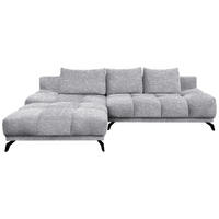 ECKSOFA Grau Chenille  - Schwarz/Grau, MODERN, Textil/Metall (182/290cm) - Hom`in