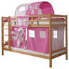 ETAGENBETT 90/200 cm,  in Weiß, Pink, Leiter, Vorhang, Tunnel, Matratze, Rollrost, Stofftasche  - Pink/Weiß, MODERN, Holz/Textil (90/200cm) - MID.YOU
