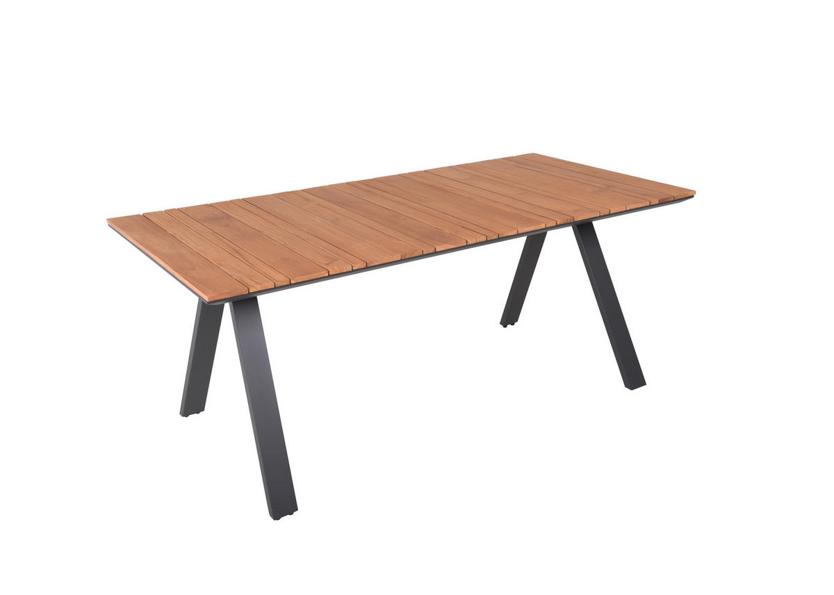 GARTENTISCH  - Anthrazit/Braun, Basics, Holz/Metall (90/74/180cm) - Gardenson