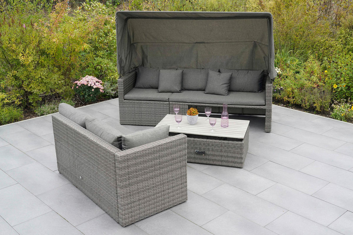 LOUNGEGARNITUR 12-teilig   250/150/168 cm Akazie Stahl  - Hellgrau/Grau, KONVENTIONELL, Holz/Kunststoff (250/150/168cm) - Gardenson