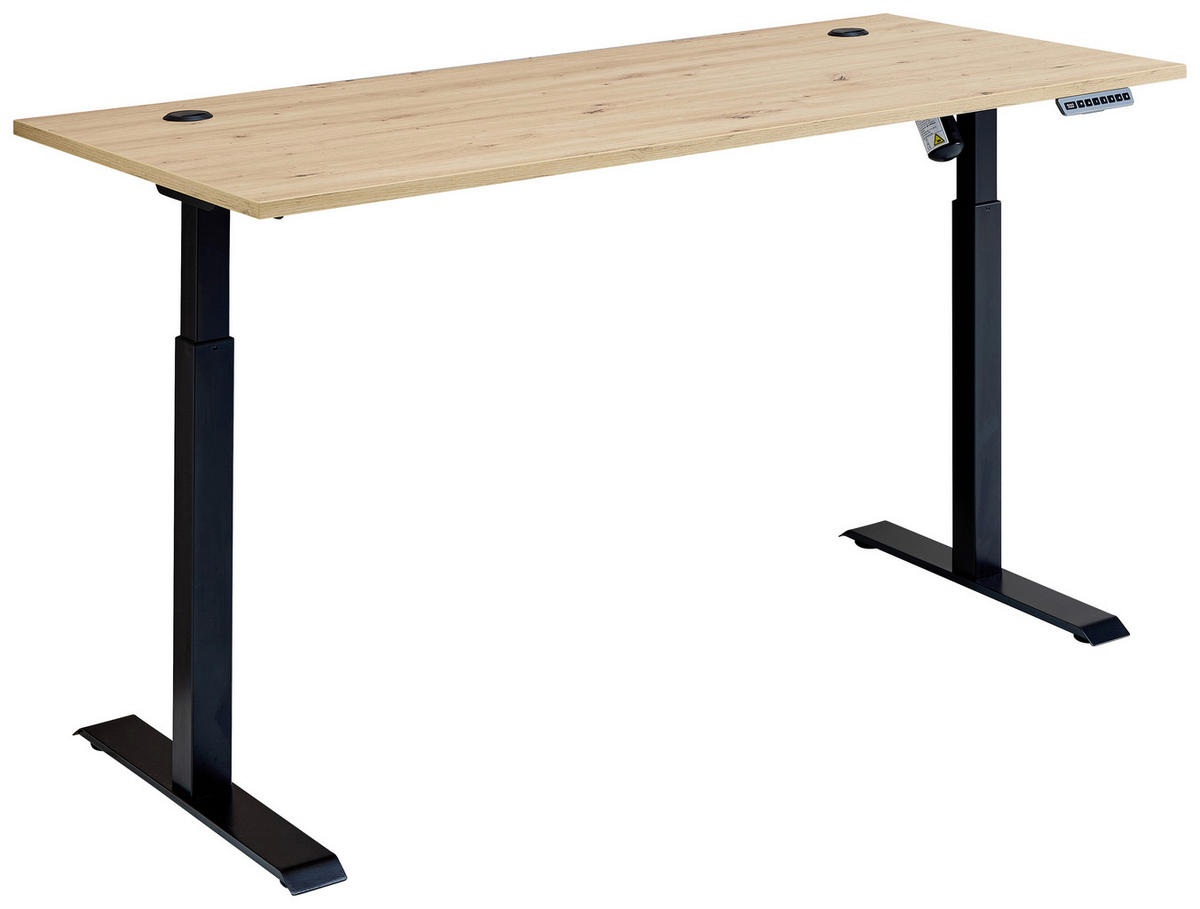 SCHREIBTISCH 160/77/72 cm  in Schwarz, Eiche Artisan  - Schwarz/Eiche Artisan, MODERN, Holzwerkstoff/Metall (160/77/72cm) - MID.YOU