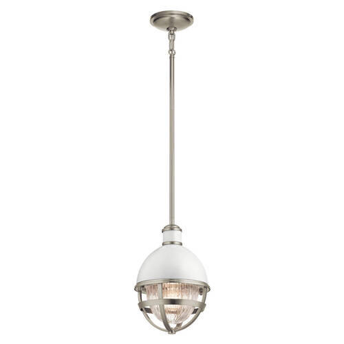 SVJETILJKA VISEĆA  20.4/44.5 cm      Elstead Tollis  - bijela/boje nikla, Design, staklo/metal (20.4/44.5cm) - Elstead Lighting