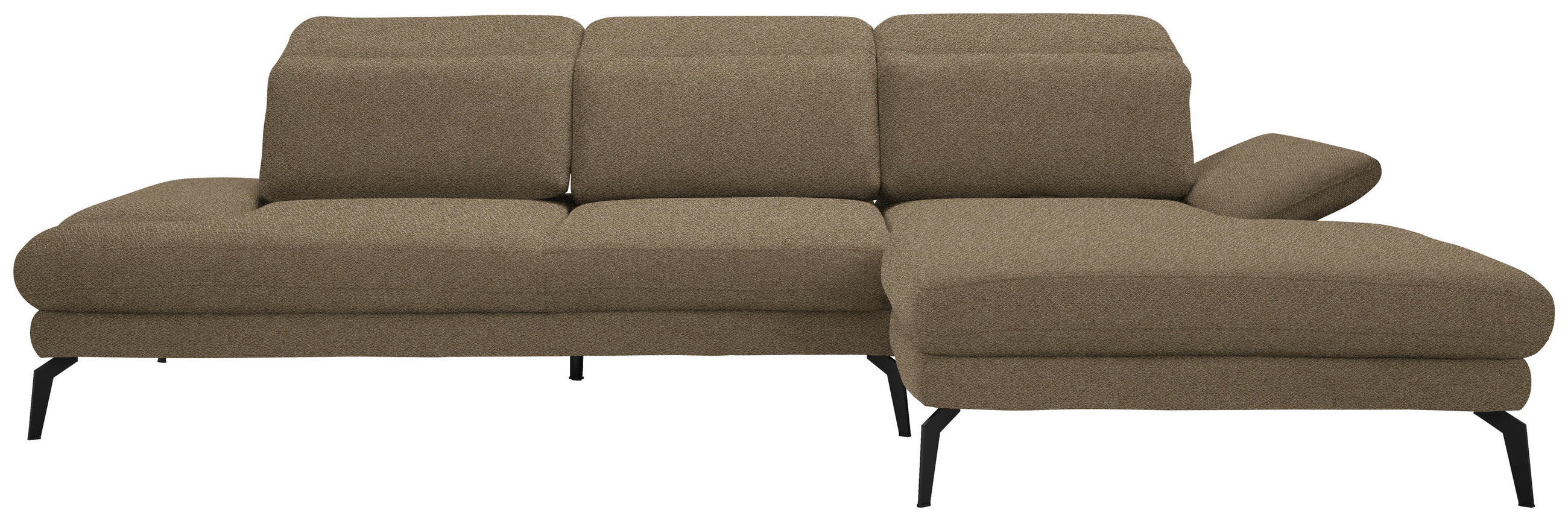 ECKSOFA Braun Chenille  - Schwarz/Braun, Design, Textil/Metall (289/180cm) - Stylife