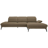 ECKSOFA in Chenille Braun  - Schwarz/Braun, Design, Textil/Metall (289/180cm) - Stylife
