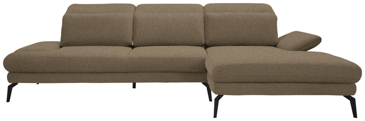 ECKSOFA in Chenille Braun  - Schwarz/Braun, Design, Textil/Metall (289/180cm) - Stylife
