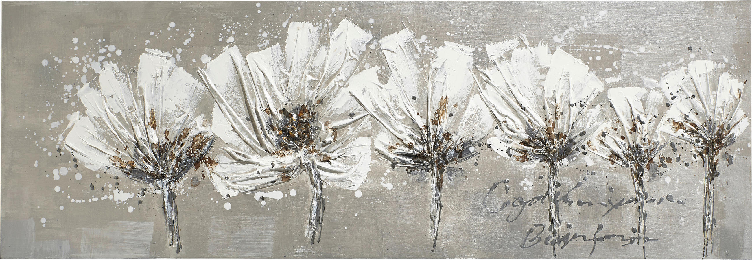Monee Ölgemälde Weiß 150x50 cm