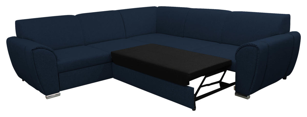ECKSOFA Dunkelblau Flachgewebe  - Silberfarben/Dunkelblau, Design, Kunststoff/Textil (266/266cm) - Livetastic