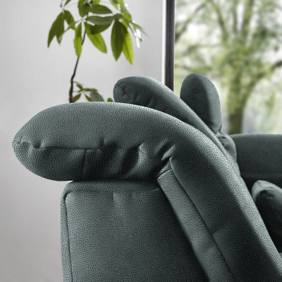 ECKSOFA  in Flachgewebe Blaugrau  309/195 cm  - Chromfarben/Blaugrau, Design, Textil (309/195cm) - Beldomo Style