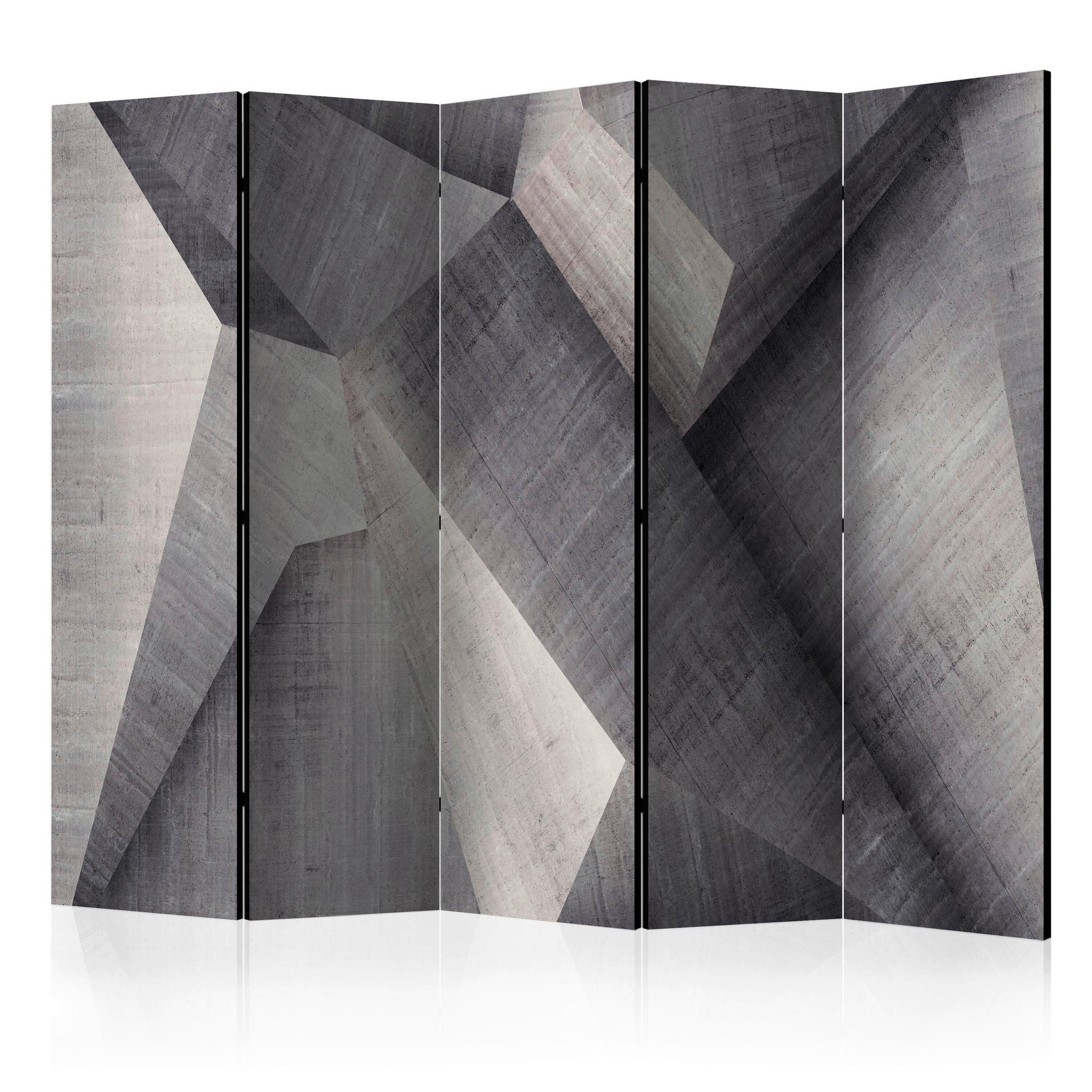 PARAVENT mit 5  Flügel - Weiß/Grau, Basics, Holz/Textil (225/172/3cm) - artgeist