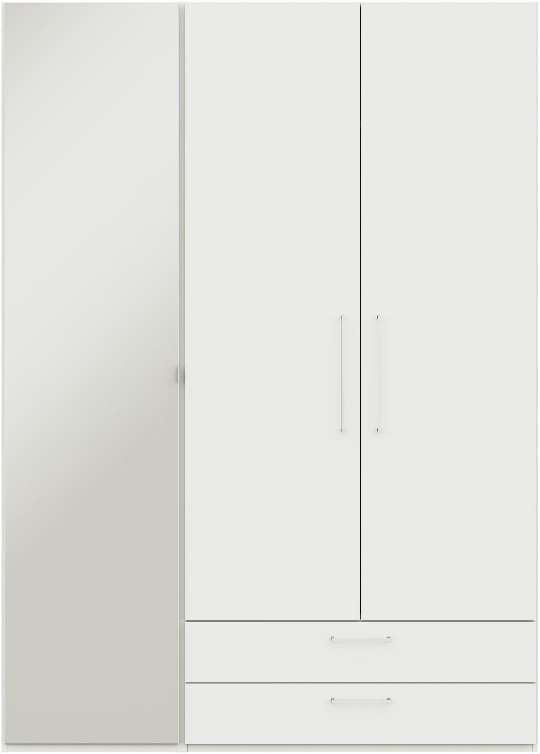 KLEIDERSCHRANK in Weiss  - Weiss/Edelstahlfarben, Design, Glas/Holzwerkstoff (152,6/213,6/59,3cm) - Cantus