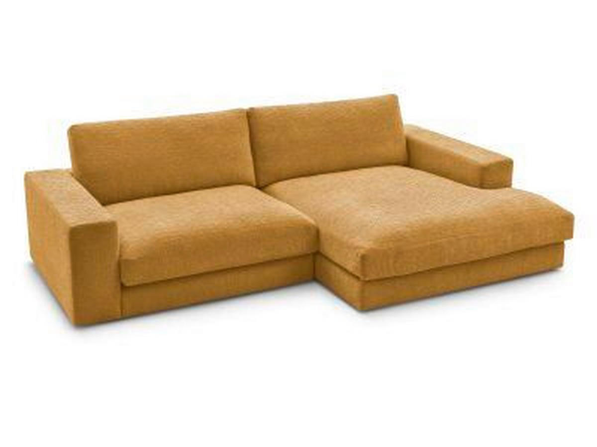 ECKSOFA Ottomane rechts  LEONARD  Gelb Struktur  - Gelb/Schwarz, MODERN, Kunststoff/Textil (274/159cm)