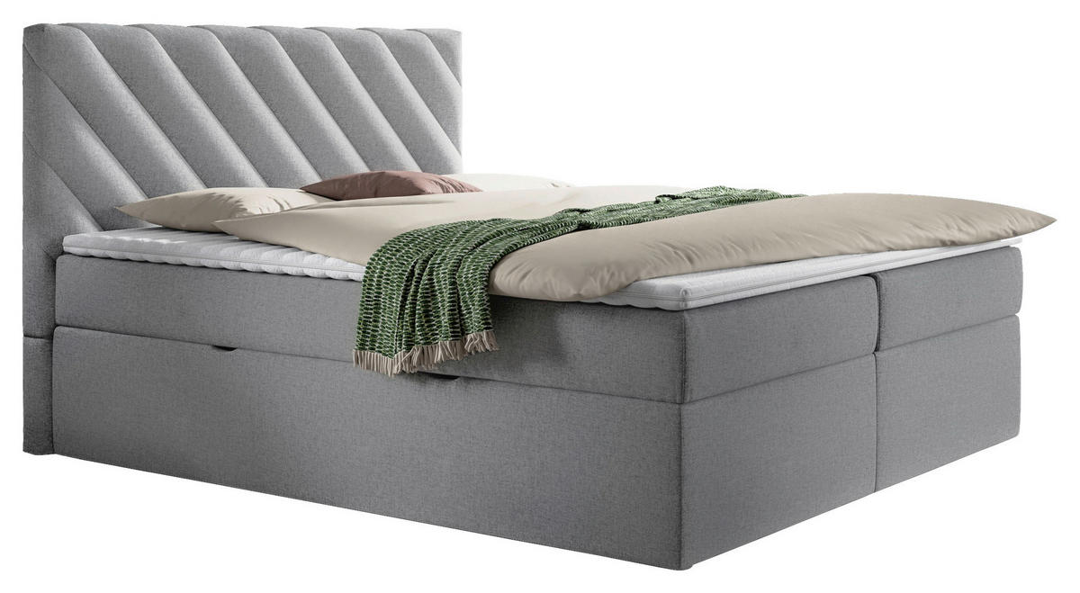 BOXBETT 140/200 cm  in Hellgrau  - Hellgrau/Schwarz, Modern, Textil (140/200cm) - MID.YOU