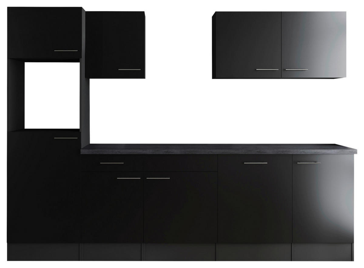 KONYHABLOKK GÉPEK NÉLKÜL  - fekete/ezüstszínű, Design, faalapú anyag/fém (280cm) - Respekta