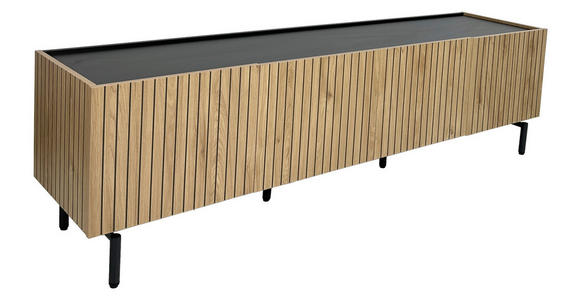 LOWBOARD LINO in 181/50/40 cm - Eichefarben/Schwarz, Design, Holzwerkstoff/Metall (181/50/40cm) - Xora