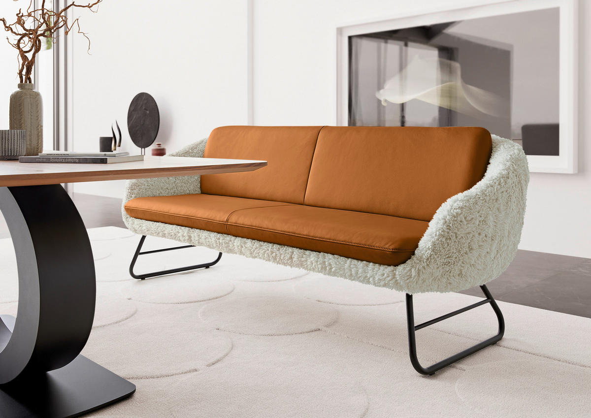 SITZBANK 219/87/78 cm  in Beige, Rostfarben  - Rostfarben/Beige, Design, Leder/Textil (219/87/78cm) - Koinor