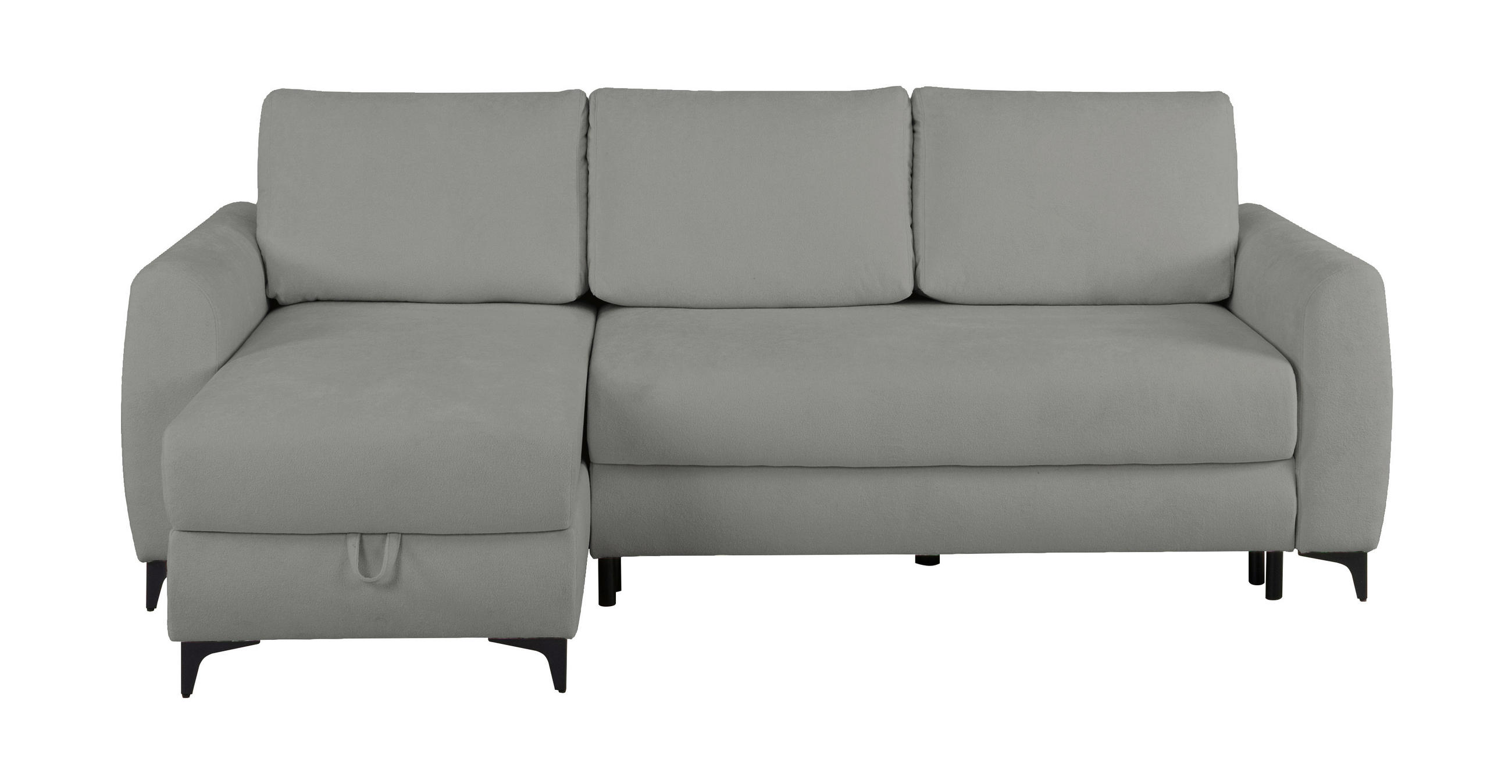 ECKSOFA Moli Grau Bouclé  - Schwarz/Grau, Design, Textil/Metall (236/148cm) - MID.YOU