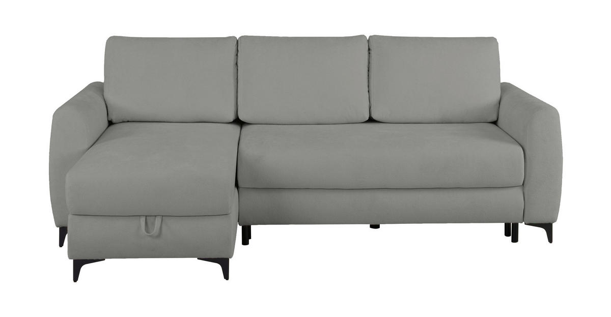 ECKSOFA Moli Grau Bouclé  - Schwarz/Grau, Design, Textil/Metall (236/148cm) - MID.YOU