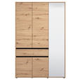 DREHTÜRENSCHRANK 5-türig Schwarz, Eiche Artisan  - Schwarz/Eiche Artisan, Basics, Glas/Holzwerkstoff (138/210,5/54cm) - Xora