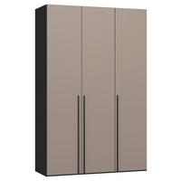 DREHTÜRENSCHRANK 152/236/59 cm,  in Schwarz, Hellbraun, 3-türig  - Hellbraun/Schwarz, Design, Holzwerkstoff/Metall (152/236/59cm) - Jutzler