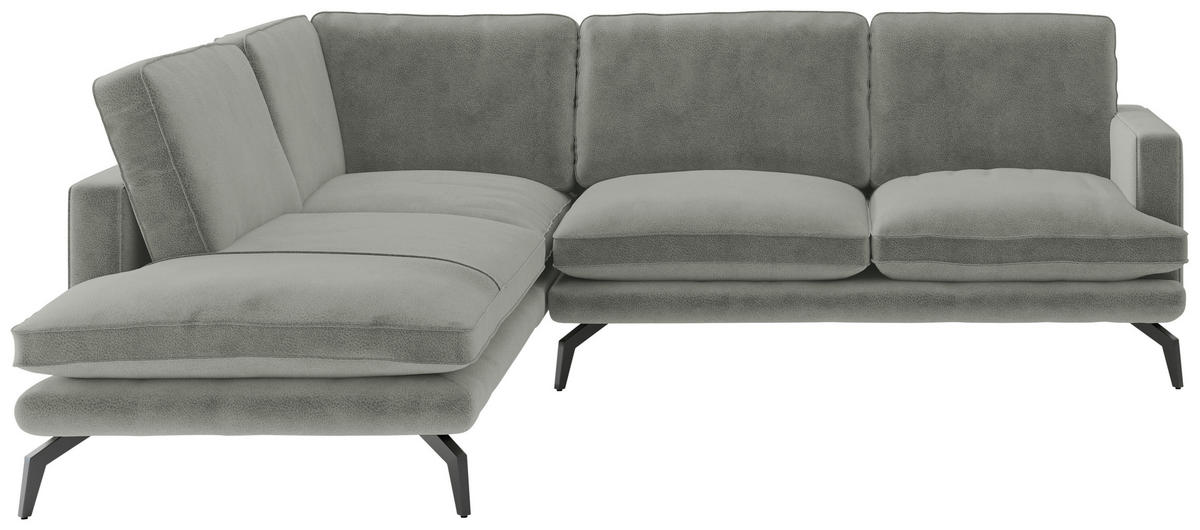 ECKSOFA in Flachgewebe Grau  - Champagner/Schwarz, Design, Textil/Metall (202/250cm) - Livetastic
