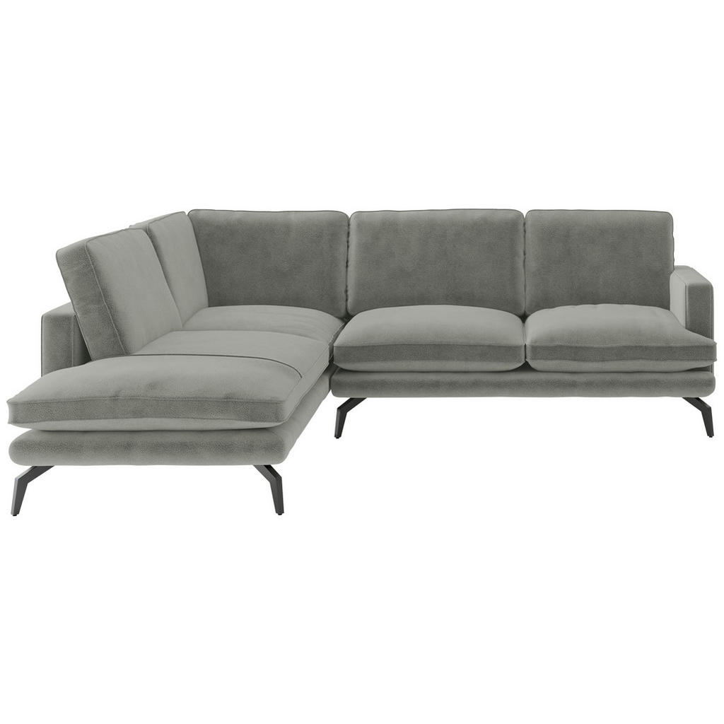 Thumbnail - Livetastic Ecksofa Bali, Grau, Textil, 3-4-Sitzer, Füllung: Daunen, Silikon, Ottomane links, L-Form, 250x202 cm, Made in...