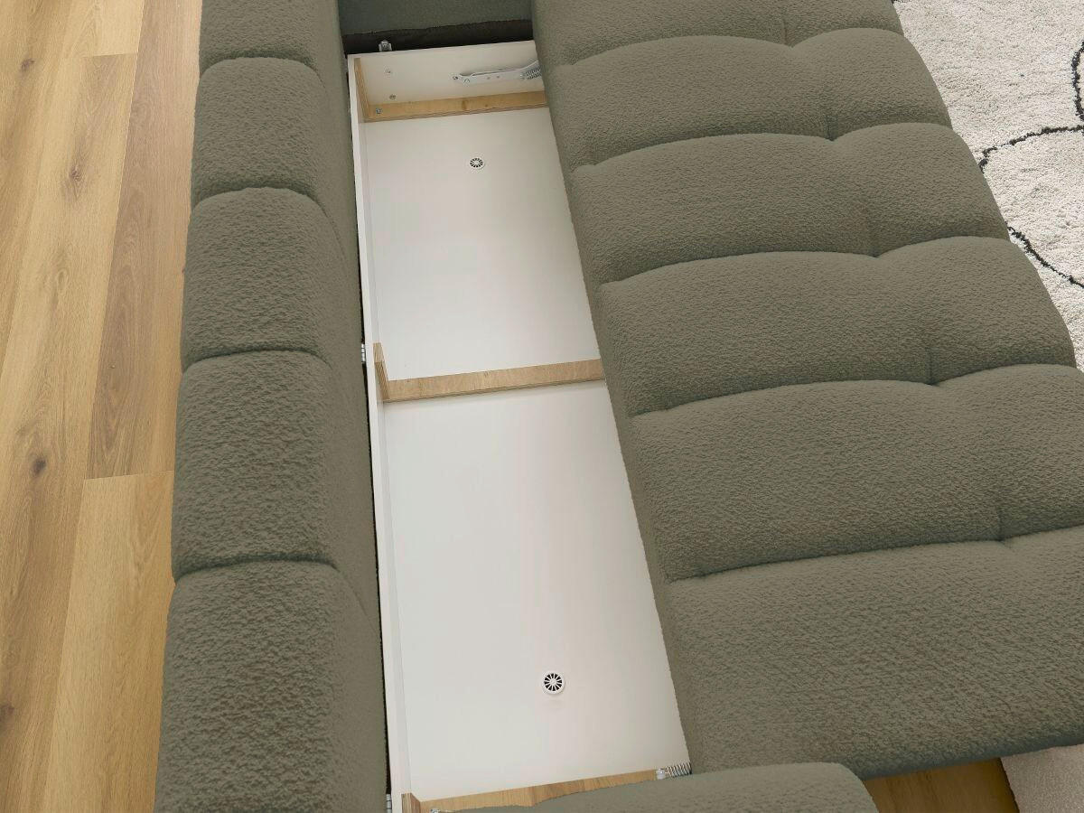 SCHLAFSOFA FUJI Bouclé Grün  inkl.  - Schwarz/Grün, MODERN, Kunststoff/Textil (251/113/88cm)