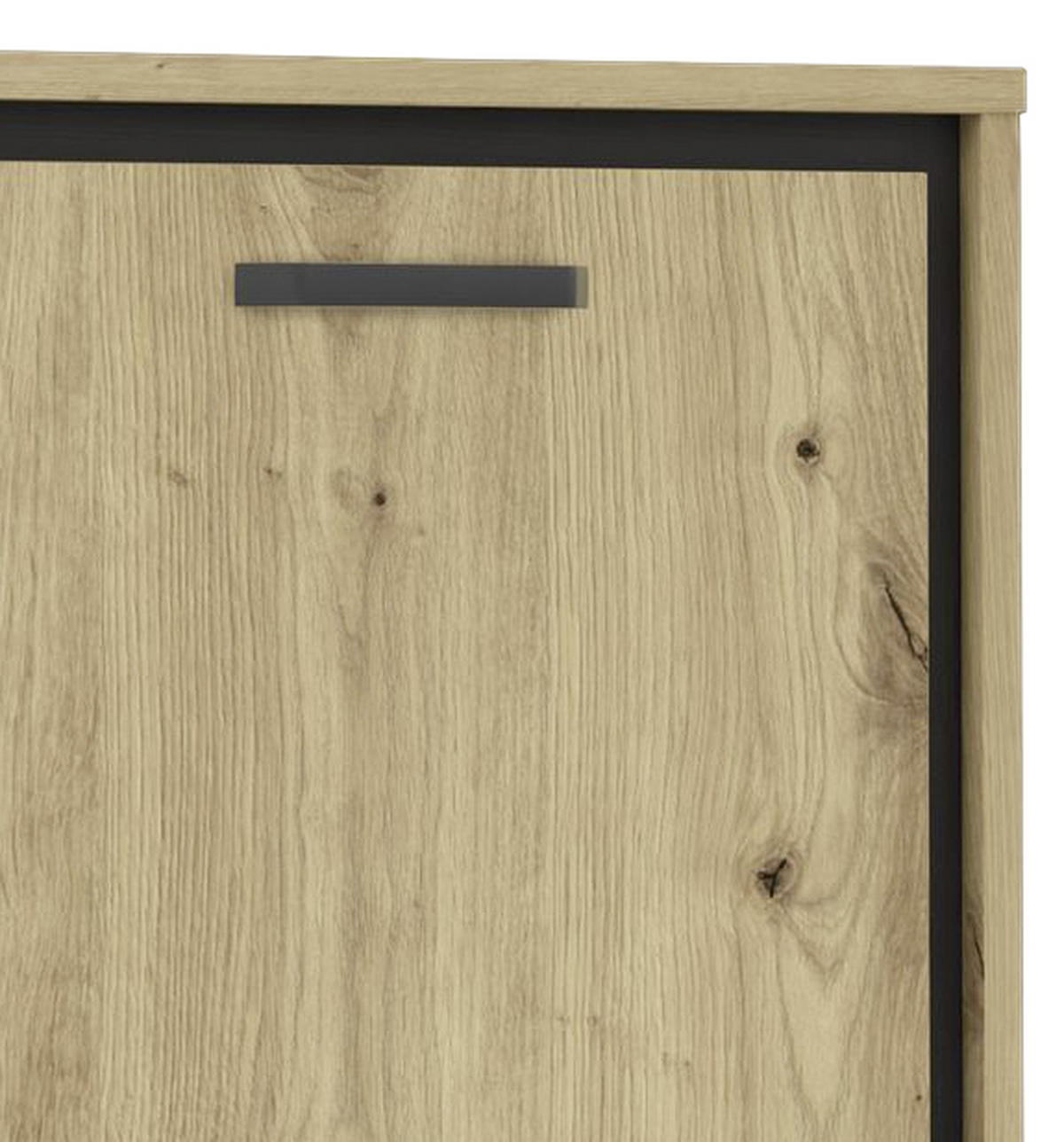 SIDEBOARD 177,4/81,3/41,5 cm  in Schwarz, Eichefarben  - Eichefarben/Schwarz, Basics, Glas/Holzwerkstoff (177,4/81,3/41,5cm) - Livetastic