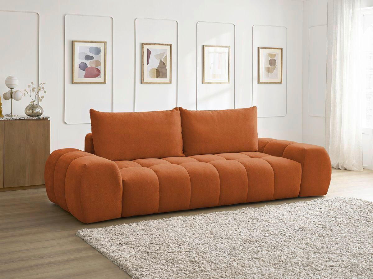 3-SITZER-SOFA EVEREST Struktur Orange  - Schwarz/Orange, MODERN, Kunststoff/Textil (278/90/115cm)