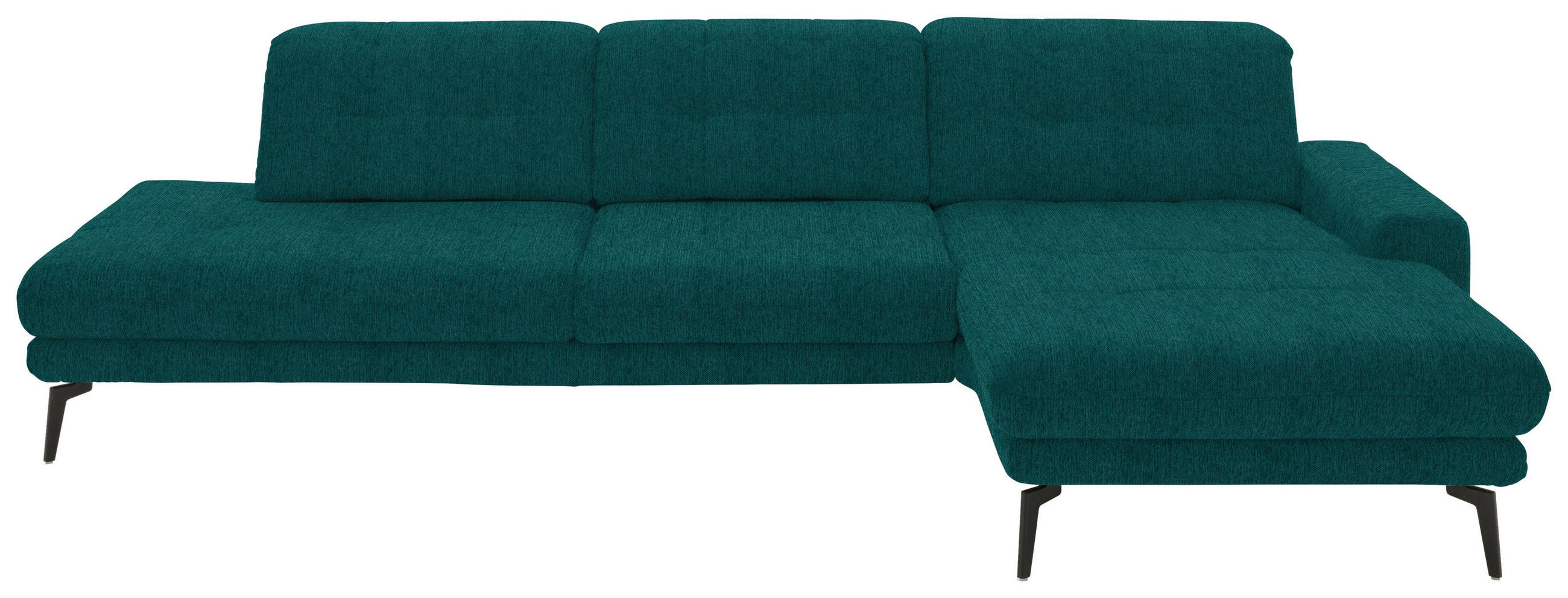 ECKSOFA in Flachgewebe Petrol  - Petrol/Schwarz, Design, Textil/Metall (309/190cm) - Beldomo Style
