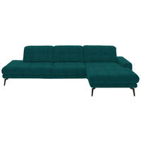 ECKSOFA in Flachgewebe Petrol  - Petrol/Schwarz, Design, Textil/Metall (309/190cm) - Beldomo Style