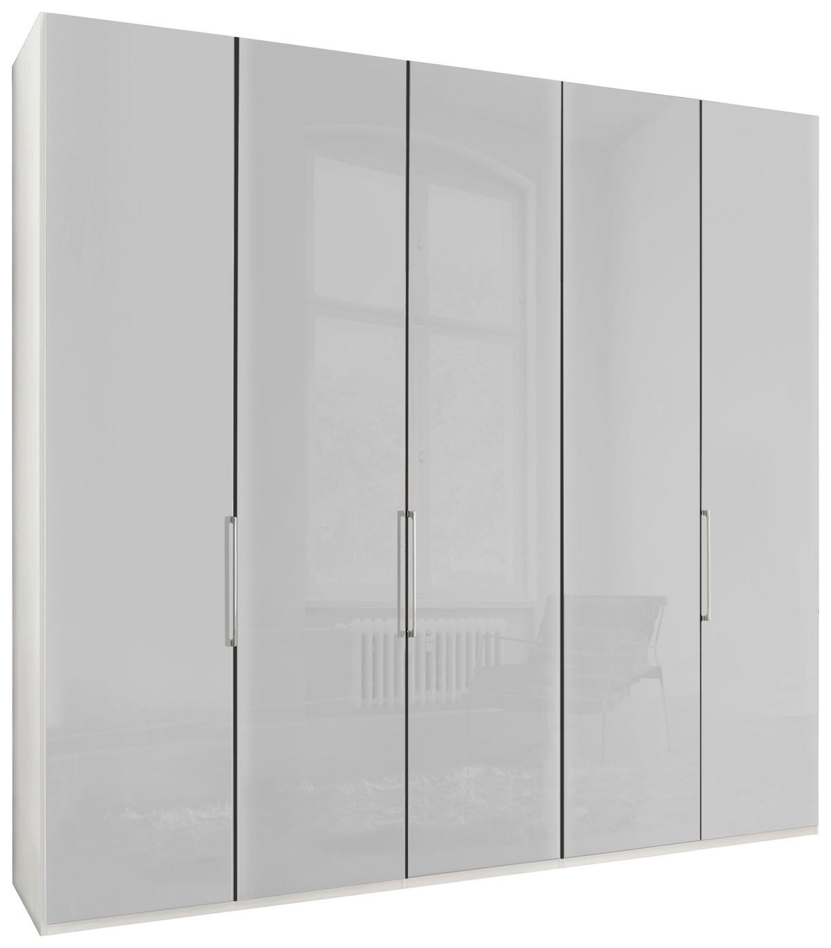 FALTTÜRENSCHRANK 250/236/58 cm 3-türig Weiß  - Chromfarben/Weiß, KONVENTIONELL, Glas/Holzwerkstoff (250/236/58cm) - Dieter Knoll
