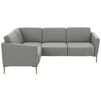 ECKSOFA  in Flachgewebe Hellgrau  189/236 cm  - Eichefarben/Hellgrau, Design, Holz/Textil (189/236cm) - Valnatura