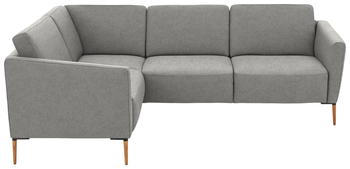 ECKSOFA  in Flachgewebe Hellgrau  189/236 cm  - Eichefarben/Hellgrau, Design, Holz/Textil (189/236cm) - Valnatura