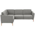 ECKSOFA  in Flachgewebe Hellgrau  189/236 cm  - Eichefarben/Hellgrau, Design, Holz/Textil (189/236cm) - Valnatura