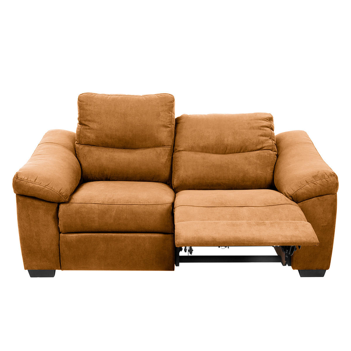 2-SITZER-SOFA HAMPTON in Flachgewebe Cognac Landhaus  - Cognac/Schwarz, Design, Holz/Textil (174/97/97cm) - Livetastic