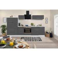 KÜCHENBLOCK 310 cm   Grau, Weiss  - Weiss/Edelstahlfarben, Konventionell, Holzwerkstoff/Metall (310cm) - Respekta