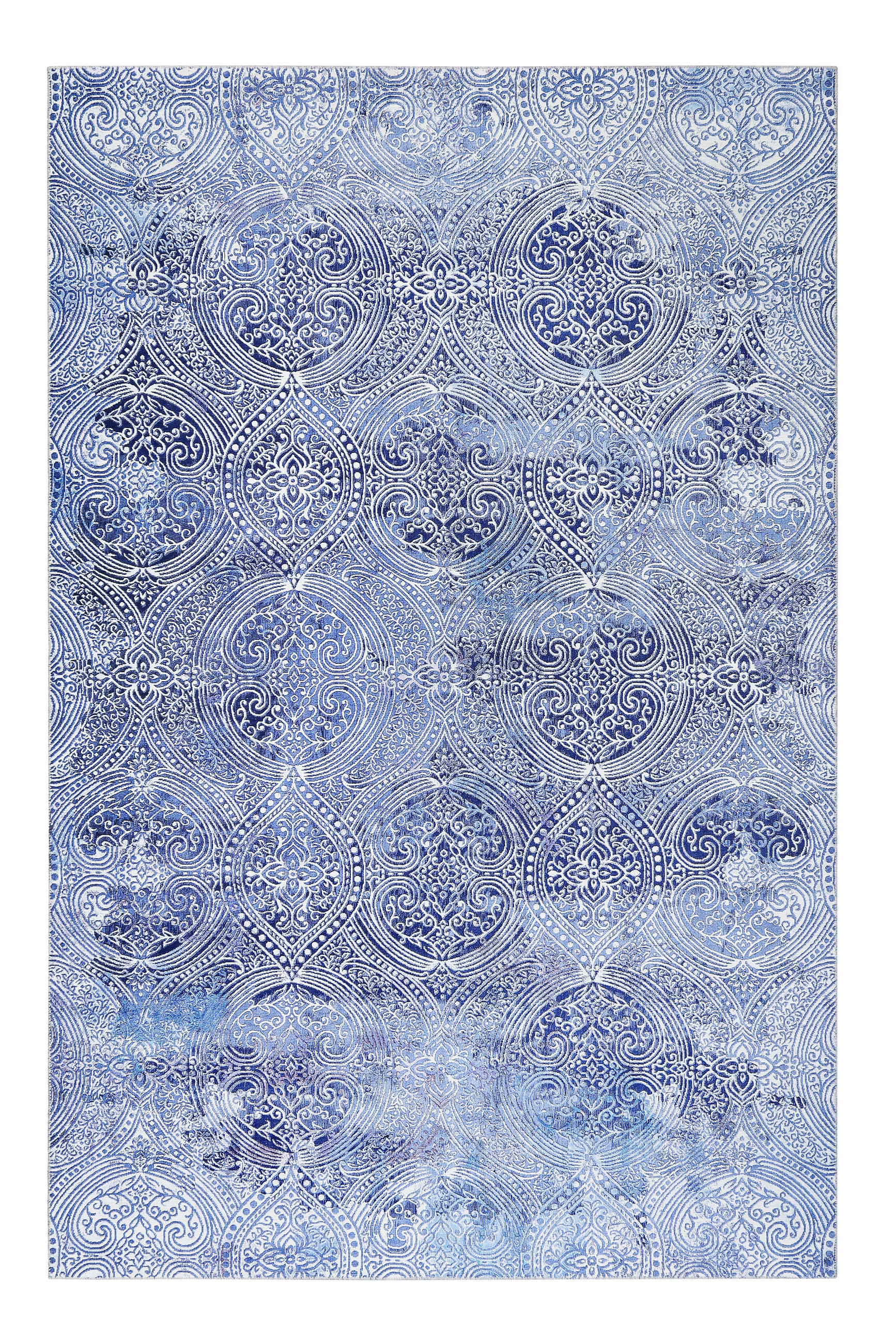 WEBTEPPICH 60/100 cm Grace Blau, Silberfarben  - Blau/Silberfarben, Design, Textil (60/100cm) - Novel