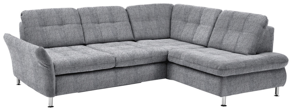 ECKSOFA Grau Webstoff  - Chromfarben/Grau, KONVENTIONELL, Textil/Metall (242/210cm) - Beldomo Style